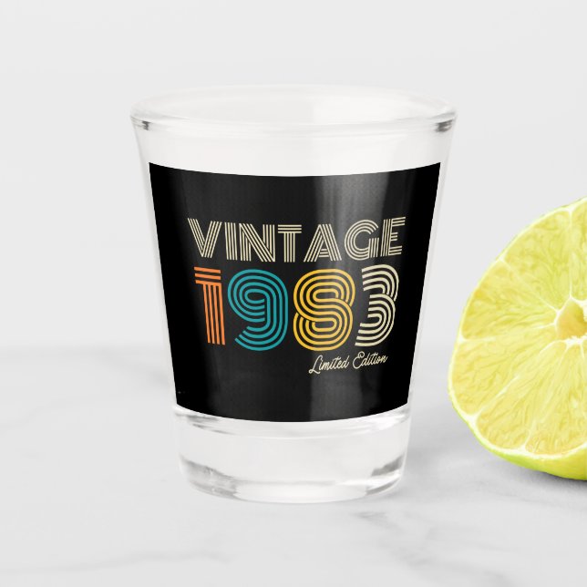 Vintag 1983 Limited Edition 40. Geburtstag Schnapsglas (Vorderseite)
