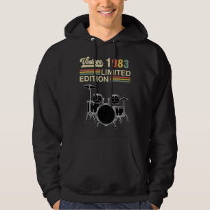 Vintag 1983 Schlagzeug 40. Geburtstagskrümmer Hoodie