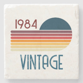 Vintag 1984 Retro Stripe Sun Steinuntersetzer