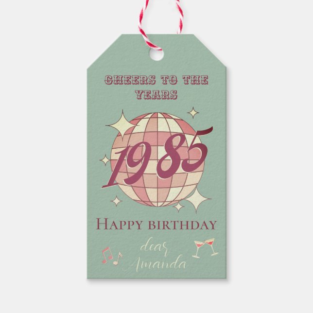Vintag 1985 39. 40. Party Einladung Geschenkanhänger (Vorderseite)