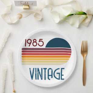 Vintag 1985 Retro Stripe Sun 40. Geburtstag Pappteller