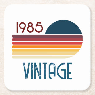 Vintag 1985 Retro Stripe Sun Rechteckiger Pappuntersetzer