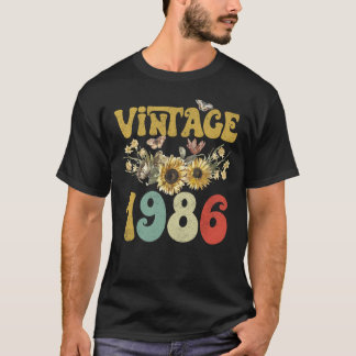 Vintag 1986 Sonnenblume Butterfly Retro Groovy 37. T-Shirt