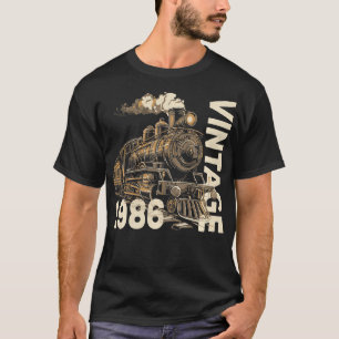 Vintag 1986 Steampunk-Dampfzug-Lokomotive 38. T-Shirt