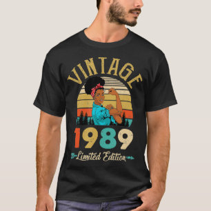 Vintag 1989 33. Geburtstag Afro Schwarze Frau 33 Y T-Shirt