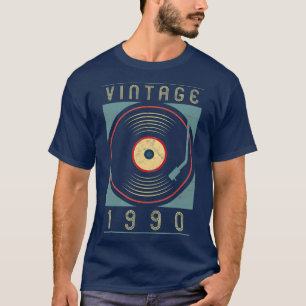Vintag 1990 Vinyl Retro Turntable Geburtstag DJ T-Shirt