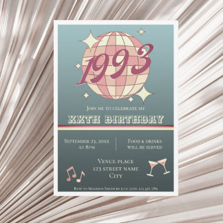 Vintag 1993 29. 30. Party Einladung