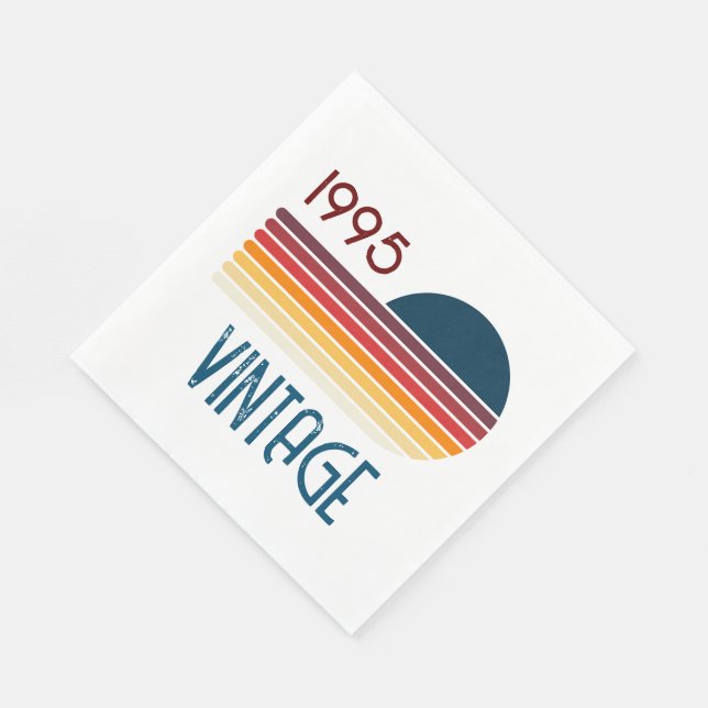 Vintag 1995 Retro Stripe Sun 30. Geburtstag Serviette (Ecke)