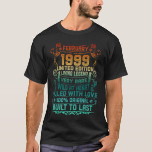 Vintag 24 Jahre alt Februar 1999 24. Geburtstag T-Shirt