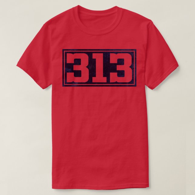 Vintag 313 Blauer Text T-Shirt (Design vorne)