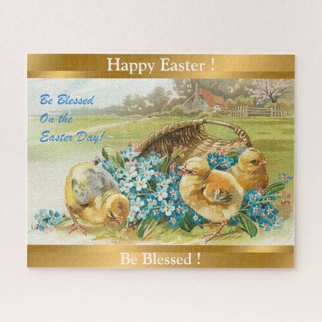 Vintag 3 Hühner Ostern Urlaub (Horizontal)