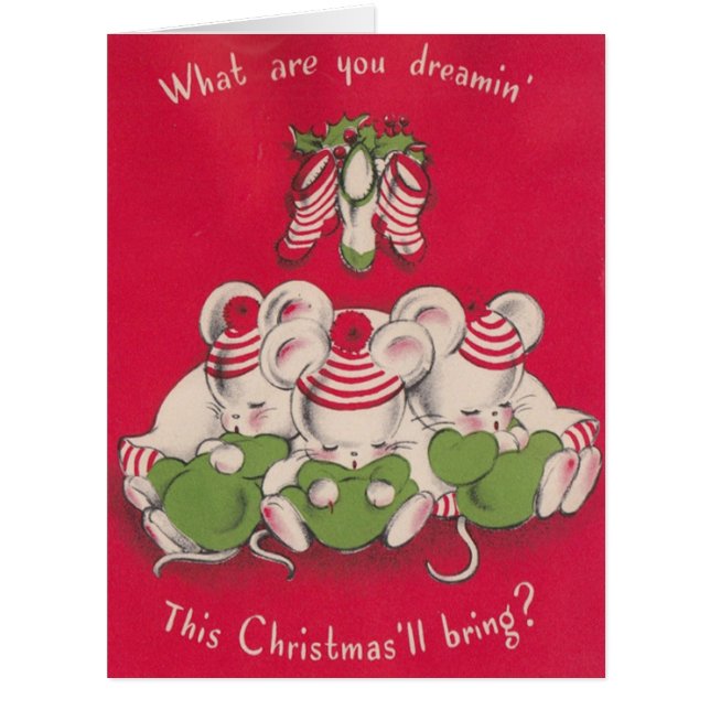 Vintag 3 Niedliche Mices Dream on Christmas Eve (Vorderseite)