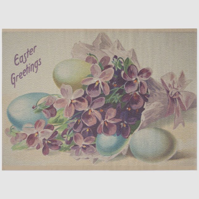 Vintag 4 Eier Osterferien Seidenpapier (Vorderseite)