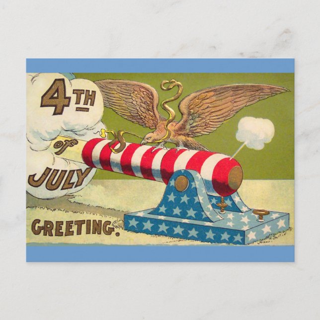 Vintag 4. Juli Grüße Postkarte (Vorderseite)