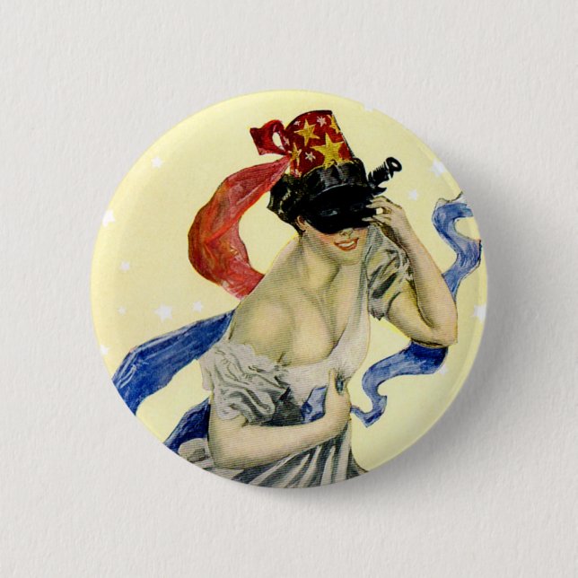 Vintag 4. Juli Patriotic Masquerade Party Button (Vorderseite)