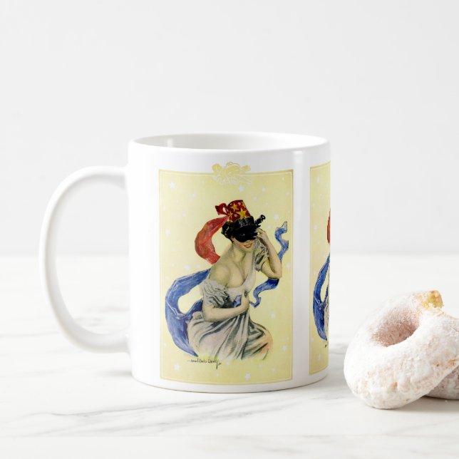 Vintag 4. Juli Patriotic Masquerade Party Kaffeetasse (Mit Donut)