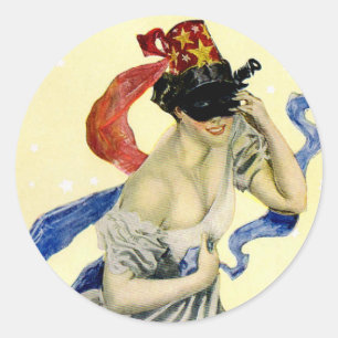 Vintag 4. Juli Patriotic Masquerade Party Runder Aufkleber