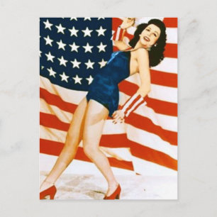 Vintag 4. Juli Pinup Postkarte