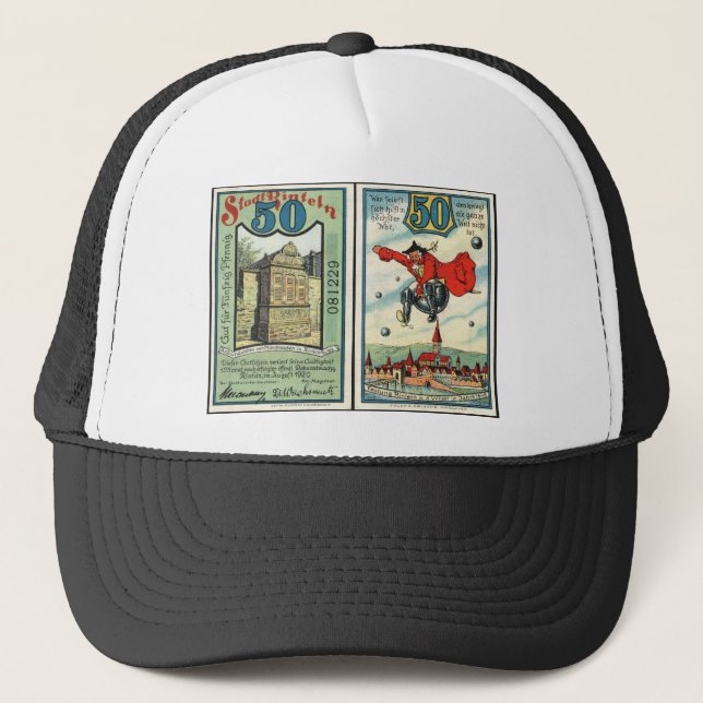 Vintag 50 Pfennig Notgeld Trucker Hat Truckerkappe (Vorderseite)