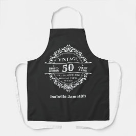 Vintag 50. Schwarz-Weiß-Monogramm Geburtstag Schürze