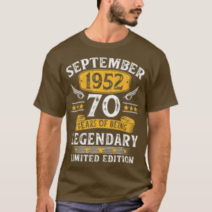 Vintag 70. Geburtstag September 1952 70 Jahre alt T-Shirt