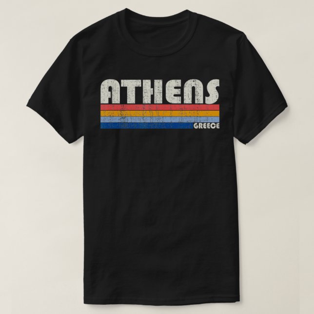 Vintag 70er 80er Style Athens Griechenland T-Shirt (Design vorne)