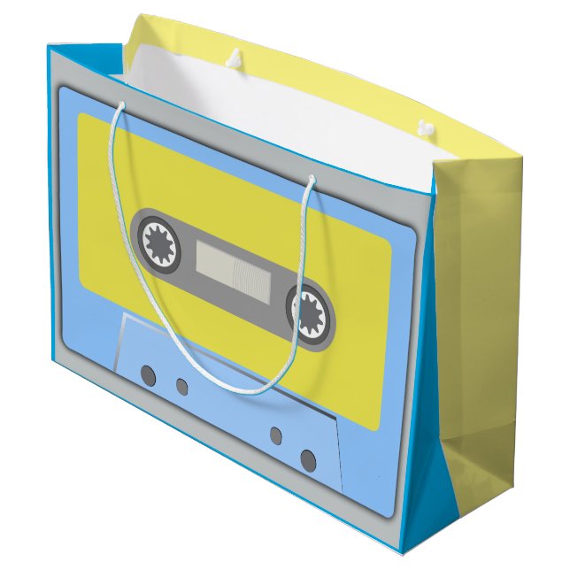 Vintag 80er MUSIC CASSETTE TAPE Große Geschenktüte (Rückseite Schrägansicht)