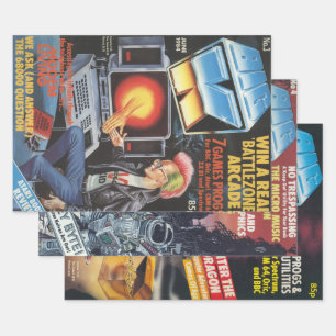 Vintag 80er Video Game Magazine deckt Geschenkpapier Set