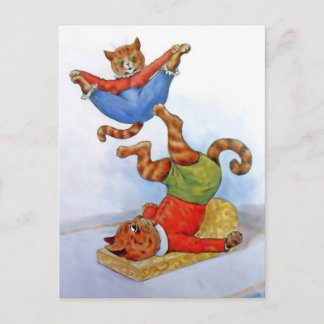 Vintag Acrobat Cats Postkarte
