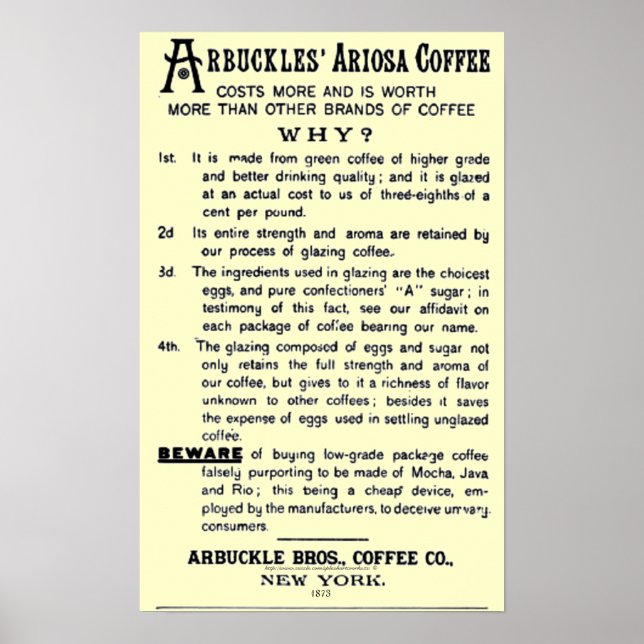 "Vintag-ad-ARBUCKLES' ARIOSA COFFEE" Poster (Vorne)