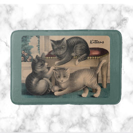 Vintag Adorable Kittens Lithograph Badematte