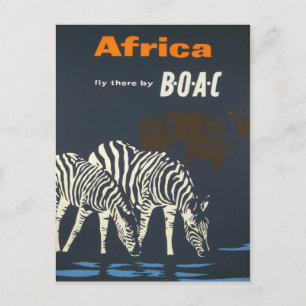 Vintag Africa Zebra Wildlife Travel Postkarte