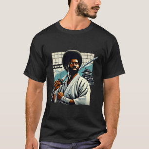 Vintag Afro American Samurai japanischer Stil Bush T-Shirt