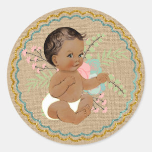 Vintag-Afroamerikaner-Babyaufkleber Runder Aufkleber