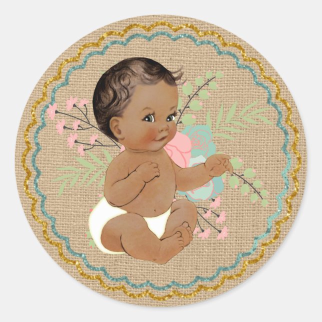 Vintag-Afroamerikaner-Babyaufkleber Runder Aufkleber (Vorderseite)