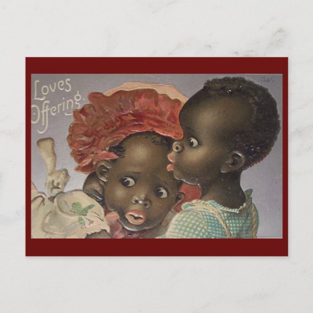 Vintag-Afroamerikanisches Paar Valentine Postkarte (Vorderseite)