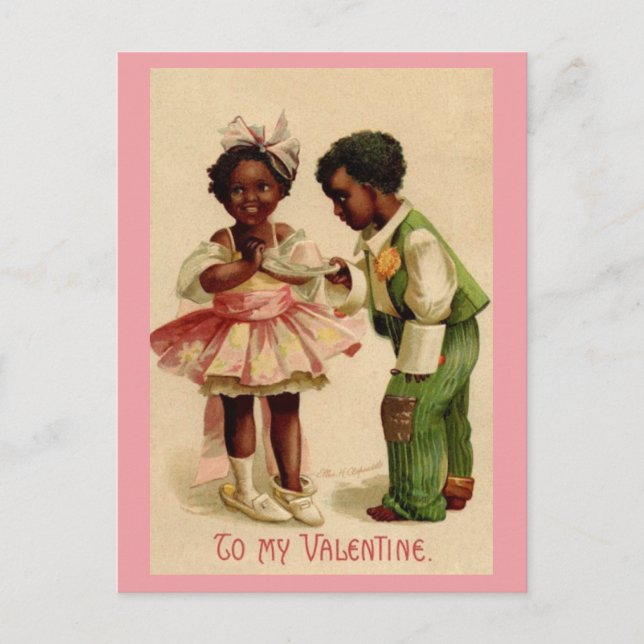 Vintag-Afroamerikanisches Paar Valentine Postkarte (Vorderseite)