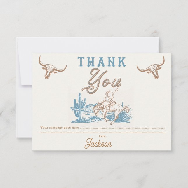 Vintag Agave Blue Green Cowboy Dankeschön Karte (Vorderseite)