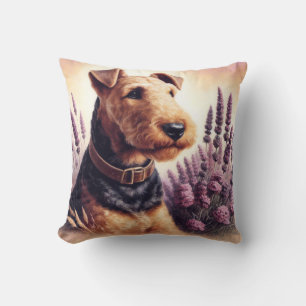 Vintag Airedale Terrier Painting Kissen