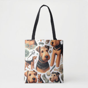 Vintag Airedale Terrier Seamless Tasche