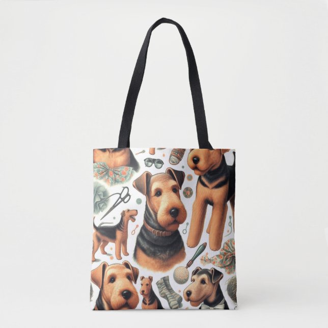 Vintag Airedale Terrier Seamless Tasche (Vorderseite)