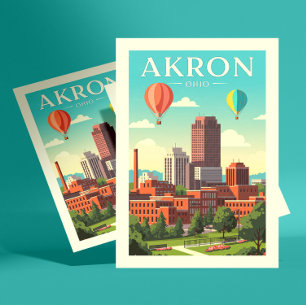 Vintag Akron Ohio Postkarte