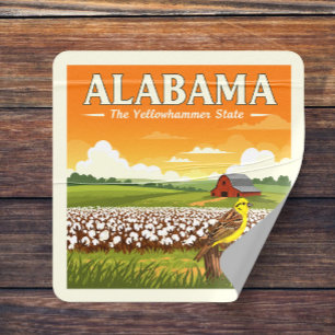 Vintag Alabama Quadratischer Aufkleber
