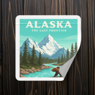 Vintag Alaska Quadratischer Aufkleber