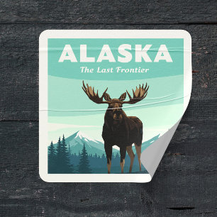 Vintag Alaska Quadratischer Aufkleber