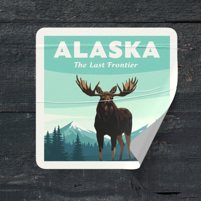 Vintag Alaska Quadratischer Aufkleber (Von Creator hochgeladen)
