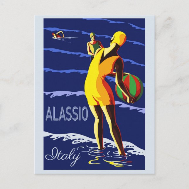 Vintag Alassio Italien Italien Reisen Postkarte (Vorderseite)