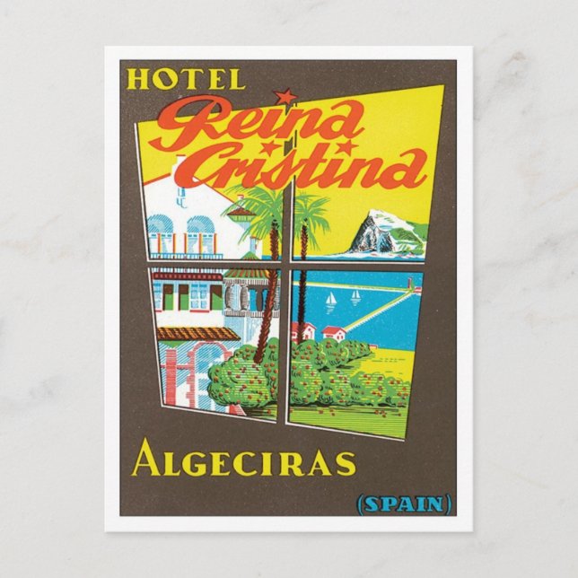 Vintag Algeciras Spanien Hotel Postkarte (Vorderseite)