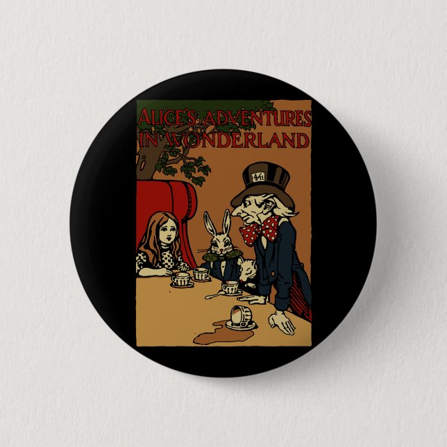 Vintag Alice Cover Mad Tea Party Button (Vorderseite)
