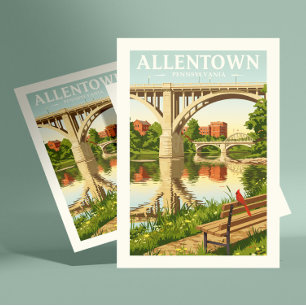 Vintag Allentown Pennsylvania Postkarte